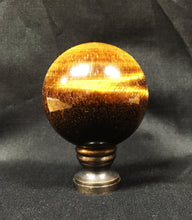 Load image into Gallery viewer, Large TIGER EYE QUARTZ Stone Lamp Finial-on Pedestal Base, AB, PB or CH Finish (1 Pc.)
