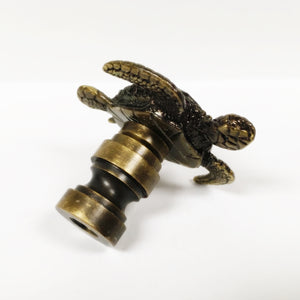 TORTOISE Lamp Finial-Aged Brass Finish, Highly detailed metal casting