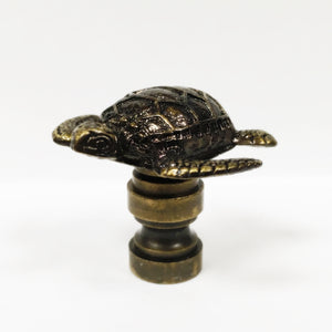 TORTOISE Lamp Finial-Aged Brass Finish, Highly detailed metal casting