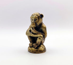 THINKING MONKEY Lamp Finial-Aged Brass Finish, Highly detailed metal casting