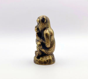 THINKING MONKEY Lamp Finial-Aged Brass Finish, Highly detailed metal casting