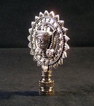 Load image into Gallery viewer, TIBETAN SUN GOD Lamp Finial-Antique Silver Finish-Satin Nickel Base-Detailed Casting