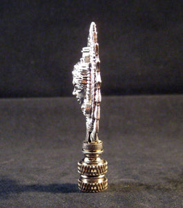TIBETAN SUN GOD Lamp Finial-Antique Silver Finish-Satin Nickel Base-Detailed Casting