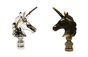 UNICORN Lamp Finial-Aged Brass or Polished Chrome Finish, Highly detailed metal casting (1Pc.)