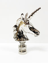 Load image into Gallery viewer, UNICORN Lamp Finial-Aged Brass or Polished Chrome Finish, Highly detailed metal casting (1Pc.)