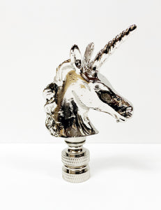 UNICORN Lamp Finial-Aged Brass or Polished Chrome Finish, Highly detailed metal casting (1Pc.)