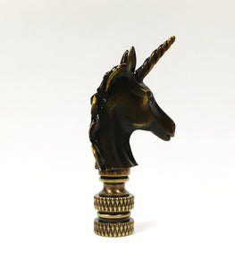 UNICORN Lamp Finial-Aged Brass or Polished Chrome Finish, Highly detailed metal casting (1Pc.)
