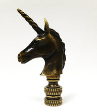 Load image into Gallery viewer, UNICORN Lamp Finial-Aged Brass or Polished Chrome Finish, Highly detailed metal casting (1Pc.)