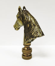 Load image into Gallery viewer, HORSE HEAD Lamp Finial, Aged Brass Finish, Highly detailed metal casting
