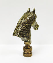 Load image into Gallery viewer, HORSE HEAD Lamp Finial, Aged Brass Finish, Highly detailed metal casting