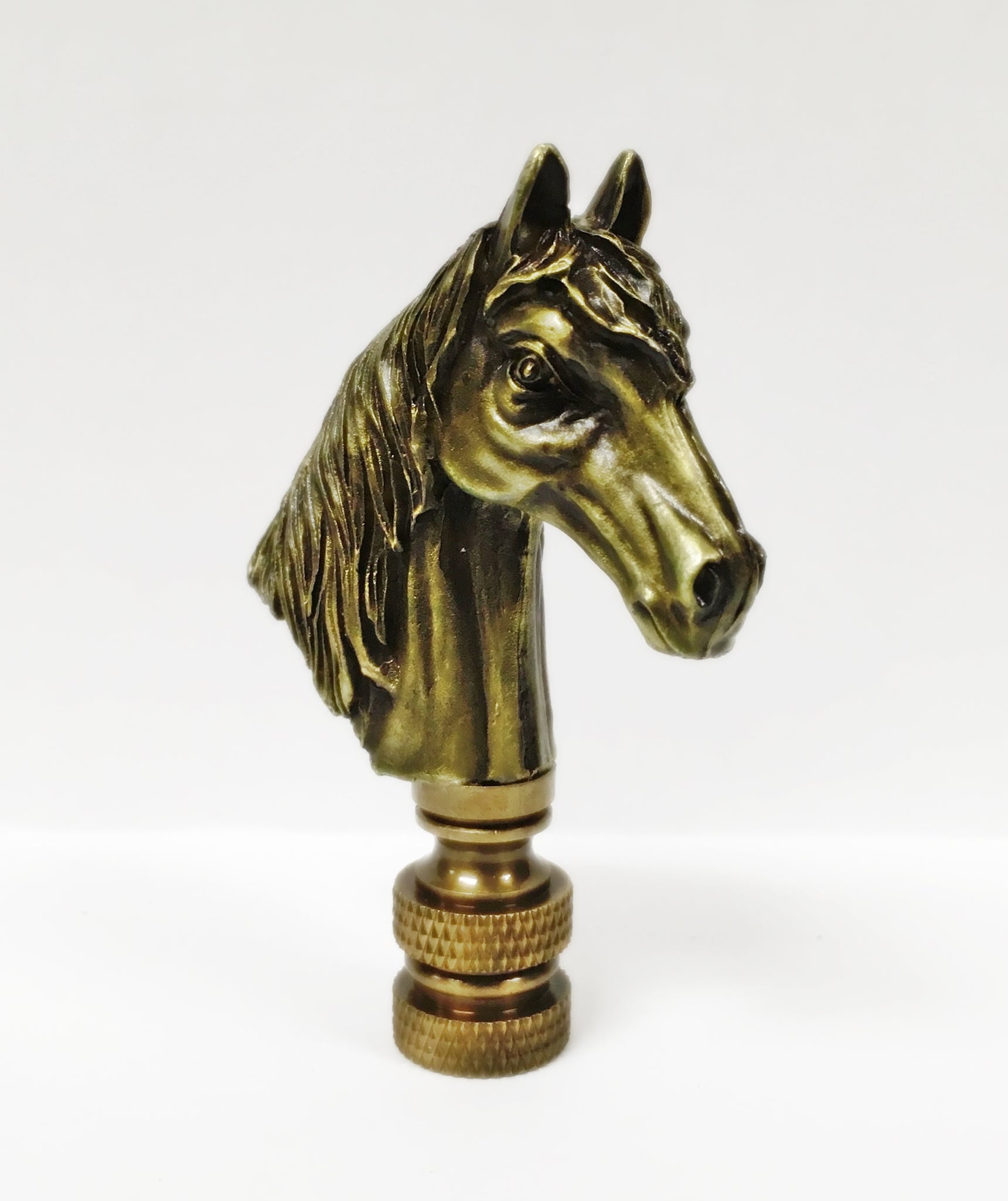 HORSE HEAD Lamp Finial, Aged Brass Finish, Highly detailed metal casti –  Lamp Finial Designs