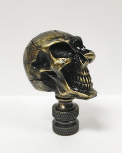 SKULL Lamp Finial, Aged Brass, Polished Gold or Chrome Finish, Highly detailed metal casting (1Pc.)